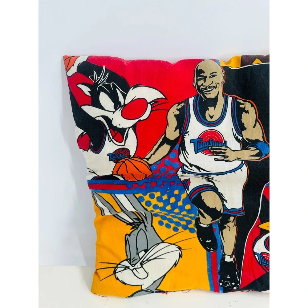 Vintage Space Jam Tunes Squad Looney Jordan Multicolor Pillow Size‎ 14.5